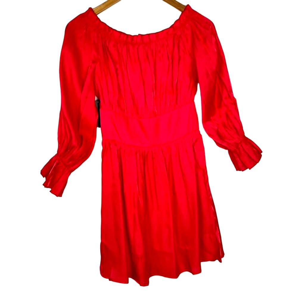 Area stars | Long Sleeve Shiny Red Orange Dress Ruffles
